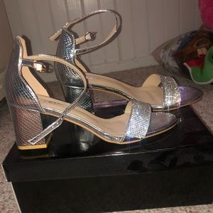 Shein Rhinestone Decor Ankle Strap Chunky Heel